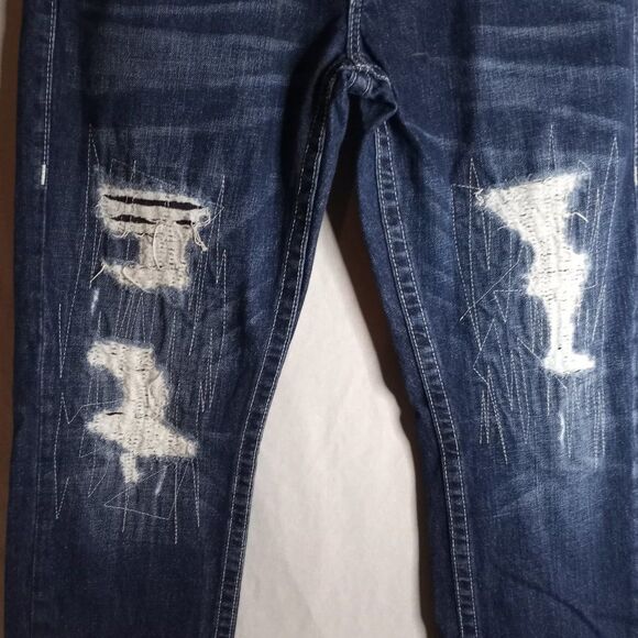 True Religion Slim Men's Distressed Dark Wash Denim Jeans Size 32x33 - Picture 6 of 12